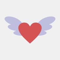 Icon heart with wings. Valentine day celebration elements. Icons in flat style. Good for prints, posters, logo, party decoration, greeting card, etc. vector