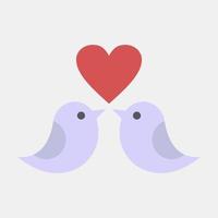 icono amor palomas. elementos de celebración del día de san valentín. iconos de estilo plano. bueno para impresiones, carteles, logotipos, decoración de fiestas, tarjetas de felicitación, etc. vector