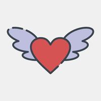 Icon heart with wings. Valentine day celebration elements. Icons in filled line style. Good for prints, posters, logo, party decoration, greeting card, etc. vector