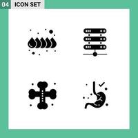 Set of 4 Vector Solid Glyphs on Grid for color grave computing storage digestion Editable Vector Design Elements