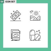 Line Pack of 4 Universal Symbols of cinema tickets audio theater tickets garden loop Editable Vector Design Elements