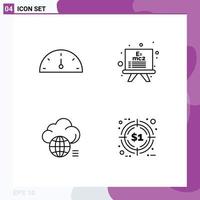 Modern Set of 4 Filledline Flat Colors and symbols such as dashboard storage board cloud discount Editable Vector Design Elements