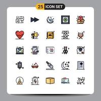 conjunto de 25 iconos de ui modernos símbolos signos para cardiograma anatomía clima oficina caja elementos de diseño vectorial editables vector