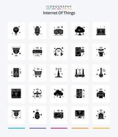 Internet creativo de las cosas Paquete de iconos negros sólidos de 25 glifos como Internet. Wifi. alarma. Internet. Wifi vector