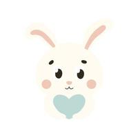 Cute bunny character with heart, design element for spring themed invitations vector