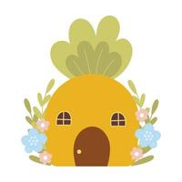 Cute carrot house in scandinavian style for kids illustration, design element for spring themed invitations vector