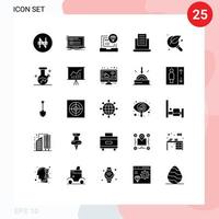 Modern Set of 25 Solid Glyphs and symbols such as green text app mail develop Editable Vector Design Elements