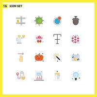 16 iconos creativos signos y símbolos modernos de emoji man semillas globales bosque paquete editable de elementos creativos de diseño de vectores