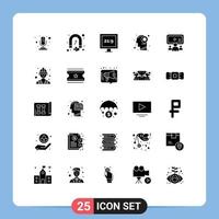 25 Thematic Vector Solid Glyphs and Editable Symbols of team group aspect ratio mind location Editable Vector Design Elements