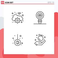 Modern Set of 4 Filledline Flat Colors and symbols such as cloud movement digital chemistry camping Editable Vector Design Elements