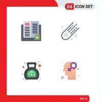 Editable Vector Line Pack of 4 Simple Flat Icons of book duty learning comet money Editable Vector Design Elements