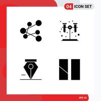 Universal Icon Symbols Group of 4 Modern Solid Glyphs of export editing chemistry anchor image Editable Vector Design Elements