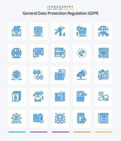 paquete creativo de iconos azules gdpr 25 como gdpr. seguro. seguridad. proteccion. gdpr vector