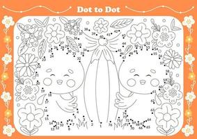 Cute dot to dot game for kids with easter theamed character - chicks iwith egg. Printable worksheet vector