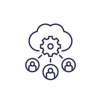 process user data in cloud line icon vector