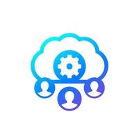 process user data in cloud icon on white vector