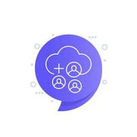 collect user data in cloud line vector icon
