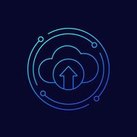 Uploading to a cloud line icon vector