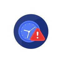 overtime warning icon, flat design vector