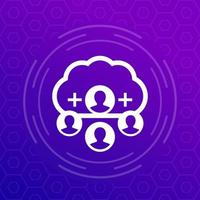 collect user data in cloud vector icon