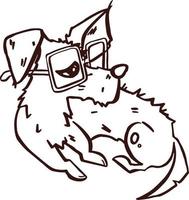 Pequeño perro gracioso con gafas ilustración vectorial vector