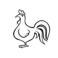 Oriental horoscope symbol of rooster, chicken line, vector illustration