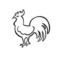 Oriental horoscope symbol of rooster, chicken line, vector illustration