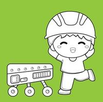 Mechanic Kids Boy Digital Stamp vector