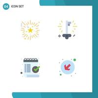 Editable Vector Line Pack of 4 Simple Flat Icons of event checklist night party money mark Editable Vector Design Elements