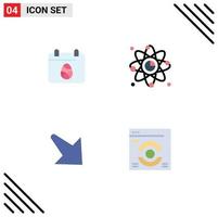 Modern Set of 4 Flat Icons Pictograph of calender arrow day graph right Editable Vector Design Elements