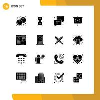 Universal Icon Symbols Group of 16 Modern Solid Glyphs of coding app you school education Editable Vector Design Elements