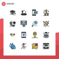 Modern Set of 16 Flat Color Filled Lines Pictograph of emergency smart message investment bulb Editable Creative Vector Design Elements