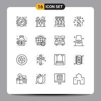 conjunto de 16 iconos modernos de la interfaz de usuario signos de símbolos para elementos de diseño vectorial editables del cromosoma del gen de la zanahoria genética de la moneda vector