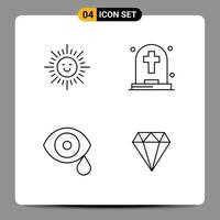 conjunto de 4 iconos de ui modernos símbolos signos para laboratorio de playa gotas de lápida muerta elementos de diseño vectorial editables vector