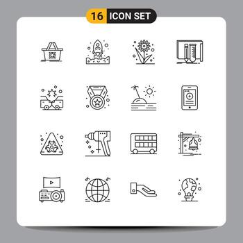 Modern Set of 16 Outlines and symbols such as accident lab farming fab build Editable Vector Design Elements