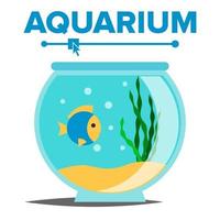 Aquarium Cartoon Vector. Fish Home Glass Tank. Fish Habitat House Underwater Tank Bowl. Isolated Flat Illustration vector