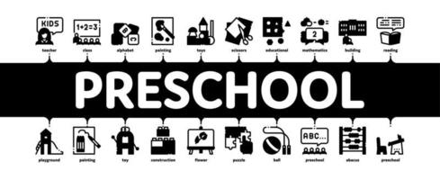 Preschool Education Minimal Infographic Banner Vector