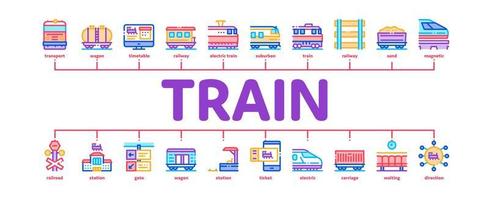 tren transporte ferroviario vector de banner infográfico mínimo