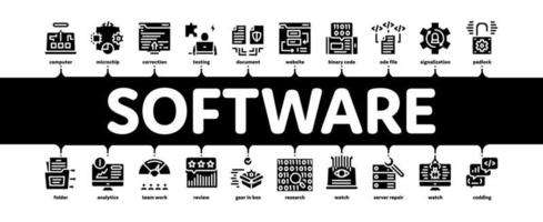 prueba y análisis de software vector de banner infográfico mínimo