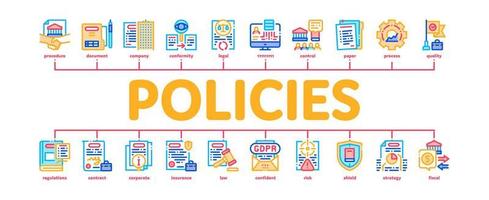 Policies Data Process Minimal Infographic Banner Vector