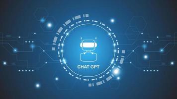 chatGPT Ai artificial intelligence technology hitech concept. chat GPT with smart bot, open Ai, line, lights, technology Abstract, vector. design for chat, web banner, background, transformation. vector