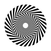 plantilla de remolino de círculos de rayas alternas en blanco y negro. vector de espiral circular de ilusión óptica hipnótica abstracta.