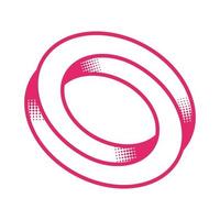 Pink optical illusion spiral circle vector template. Abstract op art Zero 0 digit or O letter