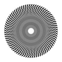 plantilla de vector de logotipo de círculo espiral de líneas op art negras. remolino de movimiento de rayas circulares abstractas.