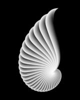 Stylized white and black abstract shell vector. Optical illusion seashell template design. vector