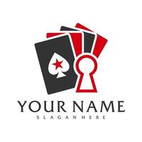 plantilla de vector de logotipo de póquer candado, conceptos de diseño de logotipo de póquer creativo