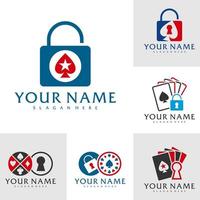 Set of Padlock Poker logo vector template, Creative Poker logo design concepts