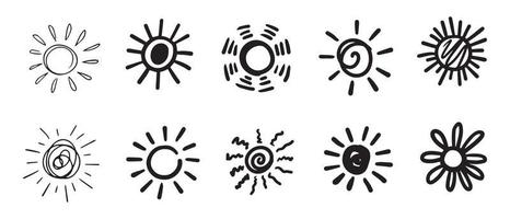 set of doodle sun.Design elements. vector illustration.