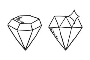 Doodle hand draw diamond set, vector illutration.