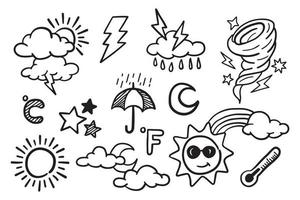 vector set of weather doodle elements, for design purposes